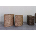 European Style Water Hyacinth Laundry Basket Wicker Furniture - Set of 2